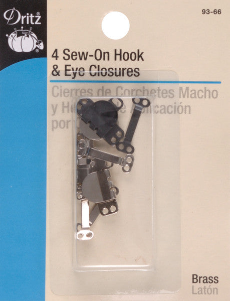 Sew-On Hook & Eye Closures 5/8" 4/Pkg-Black & Nick