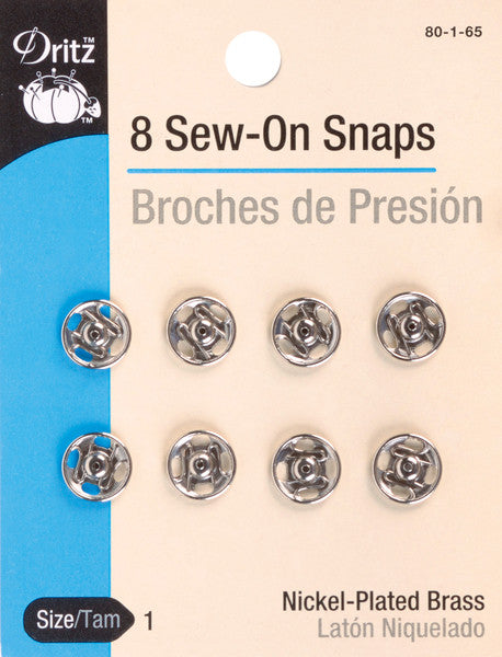 Nickel Sew-On Snaps-Size 1 8/Pkg