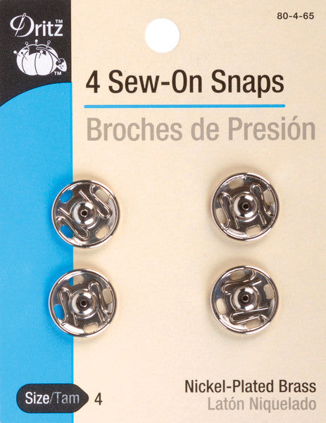 Nickel Sew-On Snaps-Size 4 4/Pkg