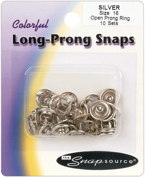 Open Long-Prong Snaps Size 16 10/Pkg-White