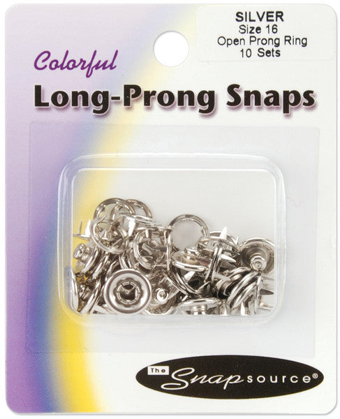 Open Long-Prong Snaps Size 16 10/Pkg-Silver