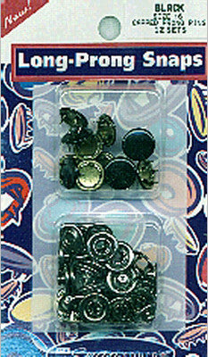 Capped Long-Prong Snaps Size 16 10/Pkg-Black