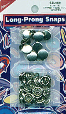 Capped Long-Prong Snaps Size 16 10/Pkg-Silver