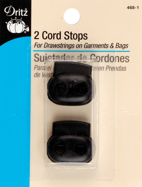 Double Cord Stops For 1/8" Cord 2/Pkg-Black