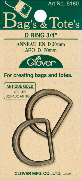 D-Rings 3/4" 2/Pkg-Antique Gold