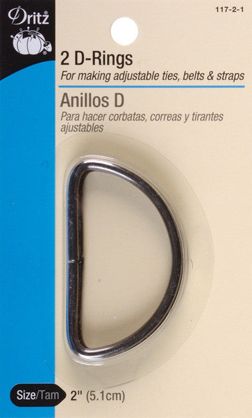 Metal "D" Rings 2" 2/Pkg-Black