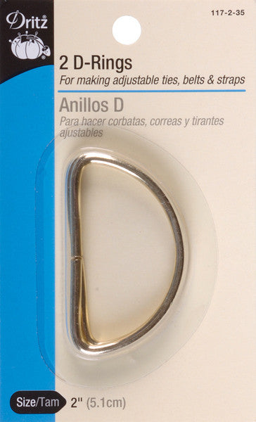 Metal "D" Rings 2" 2/Pkg-Gilt