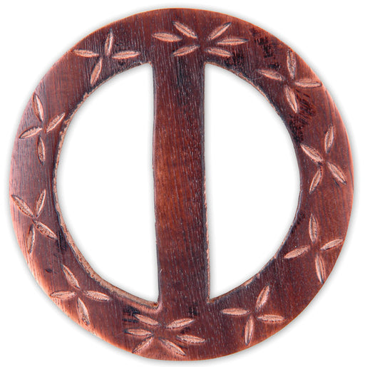 Handmade Wood Buckle-Carved Flowers Circle