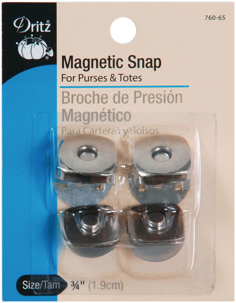 Square Magnetic Snaps 3/4"-Nickel 2 Pair