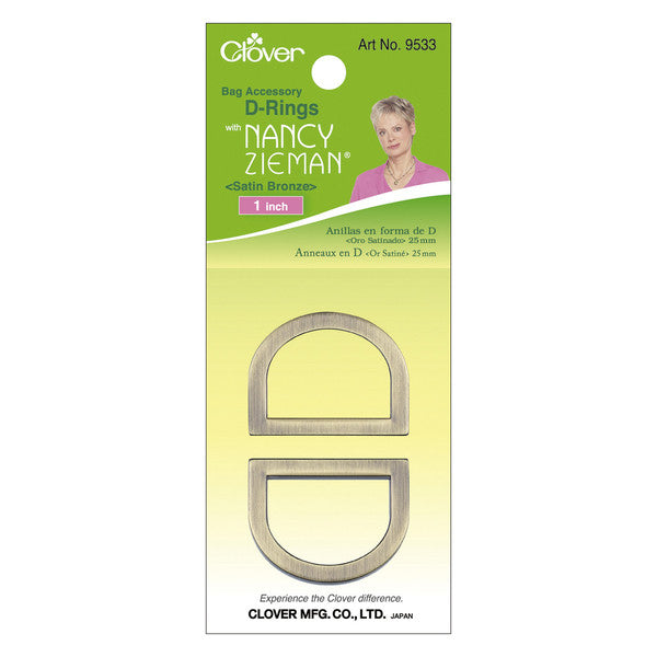 Nancy Zieman's Bag Hardware D-Rings 1" 2/Pkg-Satin