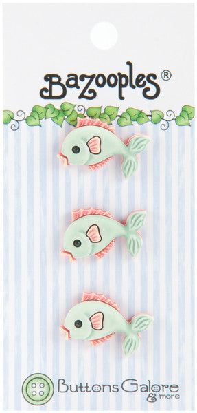 BaZooples Buttons-Green Fish