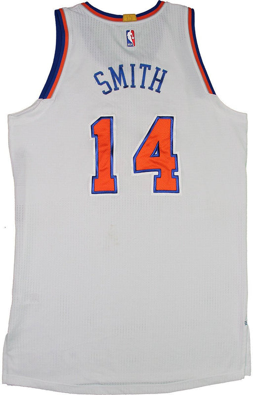 Jason Smith Jersey - NY Knicks 2014-2015 Game Used #14 White/Blue/Orange Jersey (3XL)