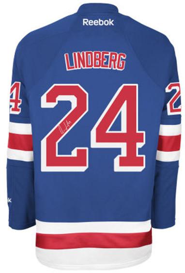 Oscar Lindberg Signed New York Rangers Blue Premier Jersey