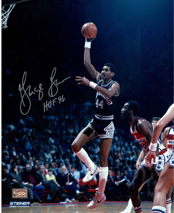 George Gervin Signed Sky Hook 16x20 photo w/ HOF 96"Insc.