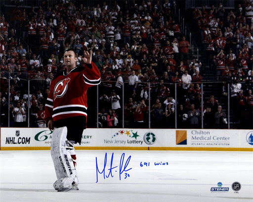 Martin Brodeur Signed Waving to Fans 16x20 Photo w/ 691 Wins Insc