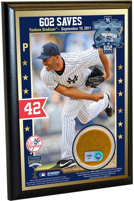 Mariano Rivera Record Breaking Save (602nd Career Save) 4x6 Dirt Plaque