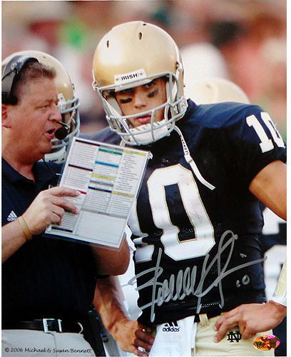 Brady Quinn Talking With Charlie Weiss Vertical 8x10 Photograph (CG Auth)