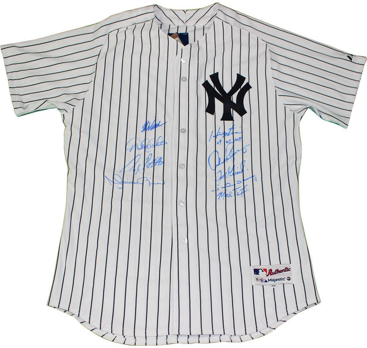 Mariano Rivera Jorge Posada  Hideki Matsui  Alex Rodriguez  Johnny Damon  Joe Girardi  Mark Teixeira  Derek Jeter  Andy Pettitte Signed New York Yankees Authentic Pinstripe Jersey w/ "09 WS MVP" Insc (Signed on Front)