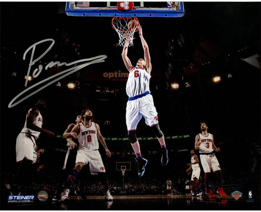 Kristaps Porzingis Signed Dunking vs Spurs 8x10 Photo