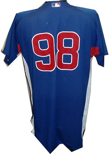 Edgar Tovar #98 2010 cubs Game Used Batting Practice Cool Base Blue Jersey (44)