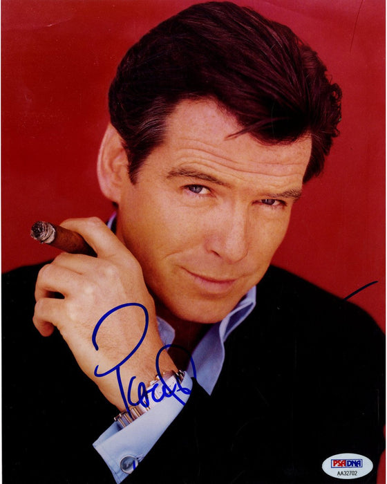 Pierce Brosnan Signed Headshot With Cigar 8x10 Photo (PSA/DNA)