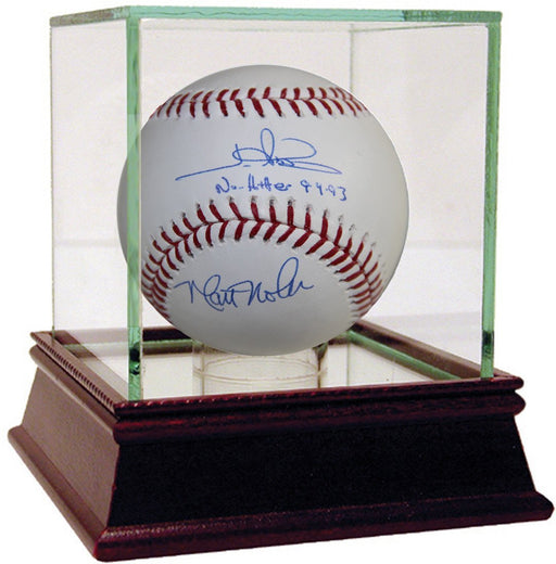 Jim Abbott Matt Nokes Dual Signed MLB Baseball w/ No Hitter 9-4-93 Inscribed by Abbott