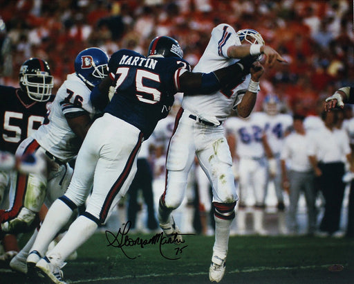 George Martin SB XXI Hit on Elway Horizontal 16x20 Photo (Signed in Black)