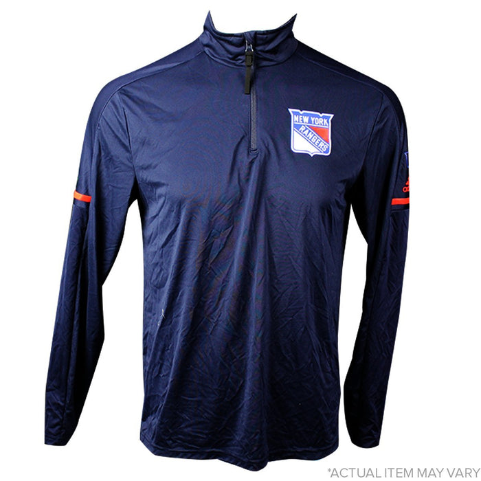 Ondrej Pavelec #31 New York Rangers Worn Navy Blue Adidas Fleece (XL)