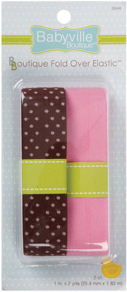 Brown & Solid Pink Fold Over Elastic