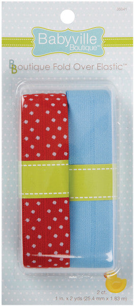 Red & Solid Blue Fold Over Elastic