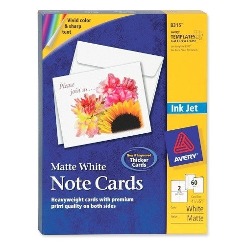 Avery Consumer Products Inkjet Cards W/Envelopes, 5-1/2"x4-1/4", Matte, 60/BX, WE