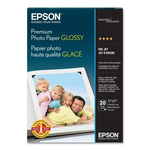 Epson America Inc. Photo Paper,Premium Glossy,11"x17",20/PK,White