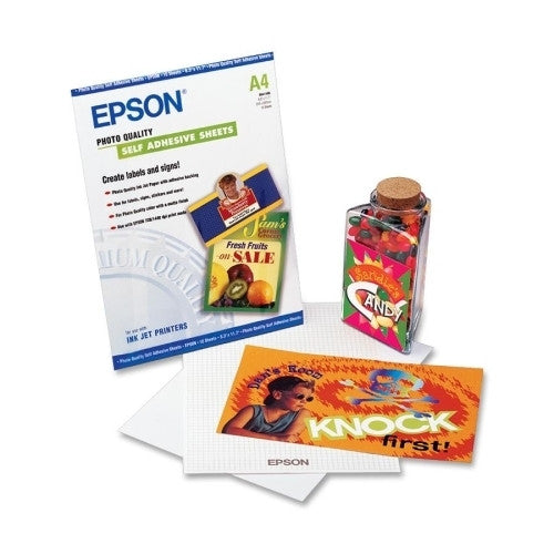 Epson America Inc. Photo Sheets,Self-Adhesive,8-3/10"x11-7/10",100/PK,White