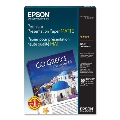 Epson America Inc. Presentation Paper,Matte,44 lb,11-3/4x16-1/2"(A3),50/PK,WE