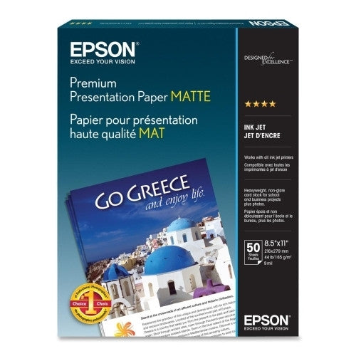 Epson America Inc. Presentation Paper,Matte,44 lb,8-1/2"x11",50/PK,WE