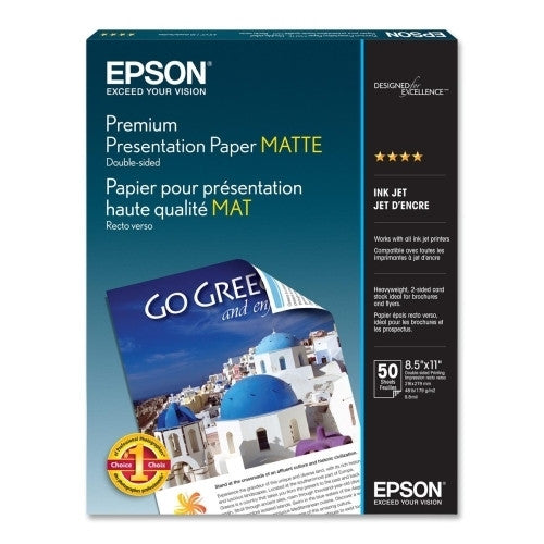 Epson America Inc. Presentation Paper,Dble-Sided,8-1/2"x11",44lb,50/PK,Matte WE