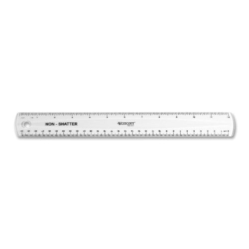 Acme United Corporation Plastic Ruler, 12" Long, Shatterproof, Clear