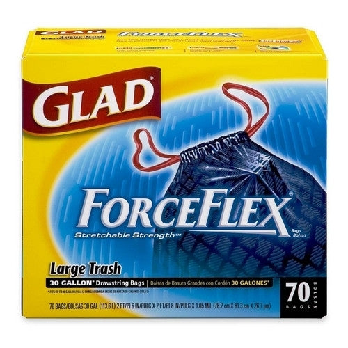 Clorox Company Trash Bags, Stretchable, 30 Gallon, 1.05 mil, 70/BX, Black