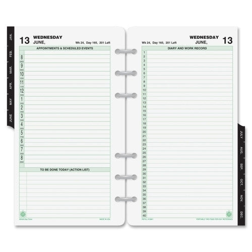 Calendar Refill, Jan-Dec, Portable, 3-3/4"x6-3/4"