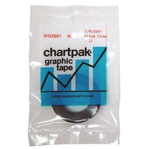 Chartpak Chart Tape, Glossy, 1/4"x324", Gloss/Black