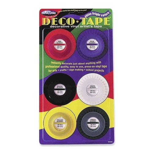 Chartpak Decorative Tape, 1/8"x324", Assorted Bright