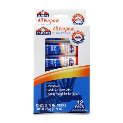 Elmer's Products Inc Glue Stick, All-Purpose, Permanent, Washable, .77, 12/PK