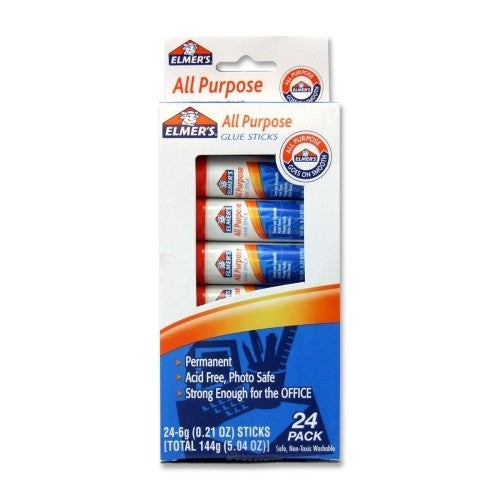 Elmer's Products Inc Glue Stick, All-Purpose, Permanent, Washable, .21, 24/PK