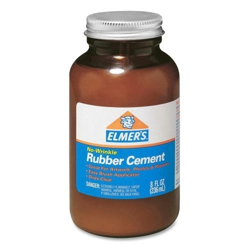 Elmer's Products Inc Rubber Cement w/Brush, Acid-free, Photo Safe, 8 oz, Clear