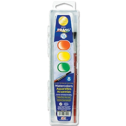 Dixon Ticonderoga Company Watercolor Paints, w/ Brush, Semi-Moist, 8/ST, Assorted