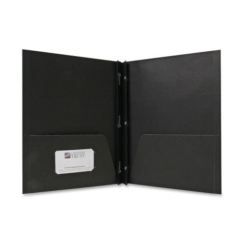 Sparco Products 2-Pocket Folders,w/Fasteners,1/2" Cap,Letter,25BX,Black