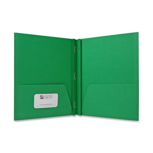 Sparco Products 2-Pocket Folders,w/Fasteners,1/2" Cap,Letter,25BX,Green