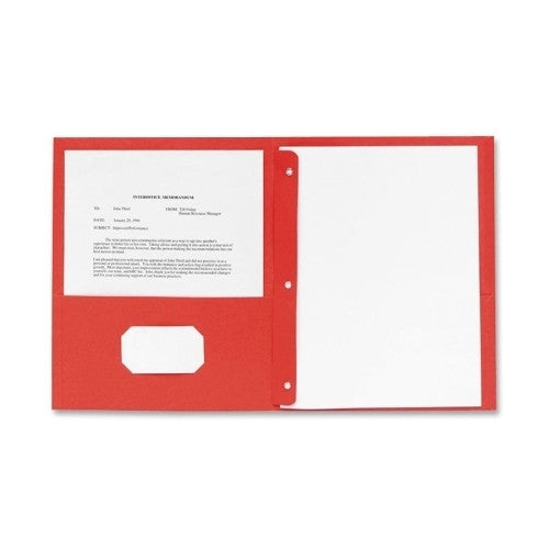 Sparco Products 2-Pocket Folders,w/Fasteners,1/2" Cap,Letter,25BX,Red