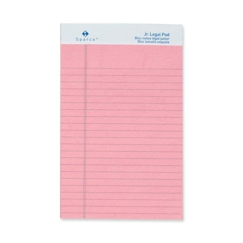 Sparco Products Colored Pad, Jr. Legal Rule, 50 Sheets, 5"x8", Pink