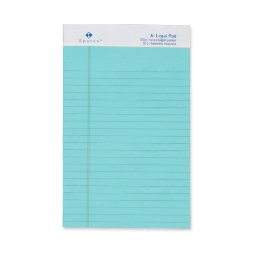 Sparco Products Colored Pad, Jr. Legal Rule, 50 Sheets, 5"x8", Blue